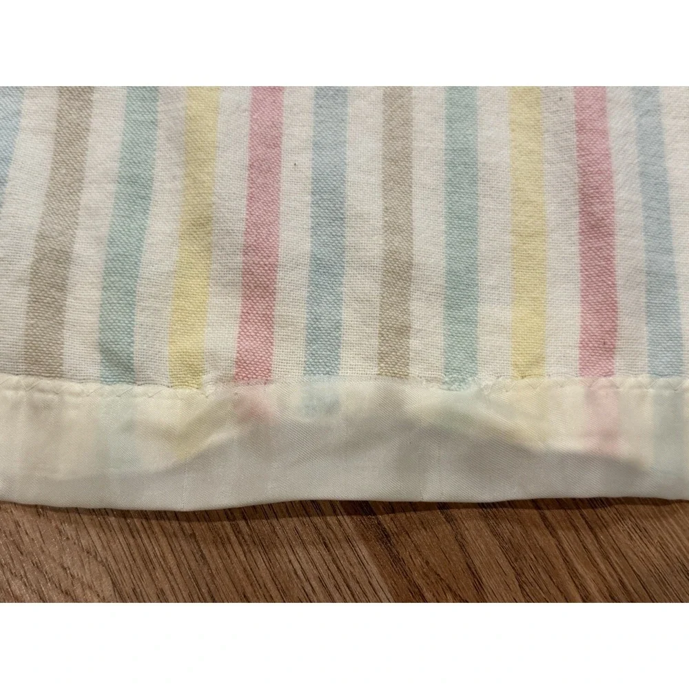 Vintage Cotton Pastel Stripe Blanket Satin Nylon Trim 78